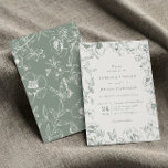 Invitation Elégant Sage Green Jardin Floral Mariage<br><div class="desc">Calligraphie élégante & faire-part de mariage floral vert sauge.</div>
