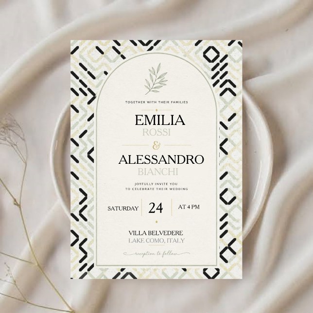 Invitation Elegant Sage Green Modern Arch Minimalist  (Créateur téléchargé)