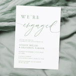 Invitation Elégant Sage Green Nous sommes engagés pour la par<br><div class="desc">Rustic Sage Green Nous sommes engagés Engagement Party Invitations Ajoutez du texte personnalisé au verso pour fournir toute information supplémentaire nécessaire à vos invités.</div>