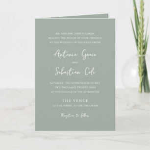 Invitation Élégant Sage Green QR Code moderne Mariage