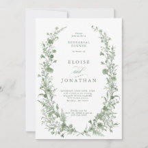 Elegant Sage Green Vintage Chic Rehearsal Dinner