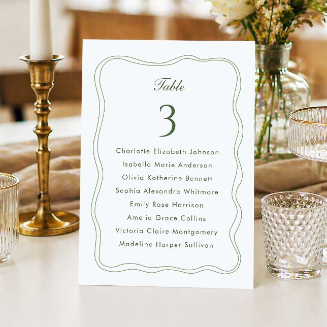 Invitation Elegant Sage Green Wedding Seating List (Créateur téléchargé)
