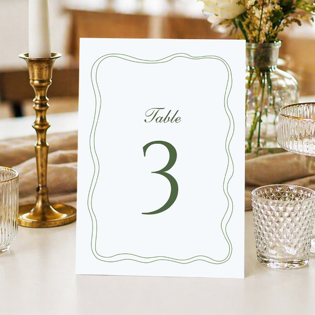 Invitation Elegant Sage Green Wedding Table Number (Créateur téléchargé)