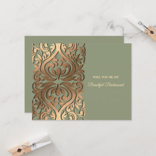 Invitation Elégant Sage moderne vert & or Faux Gold Luxe