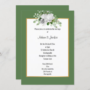 INVITATION ELEGANT SAGE ROSE OR MARIAGE