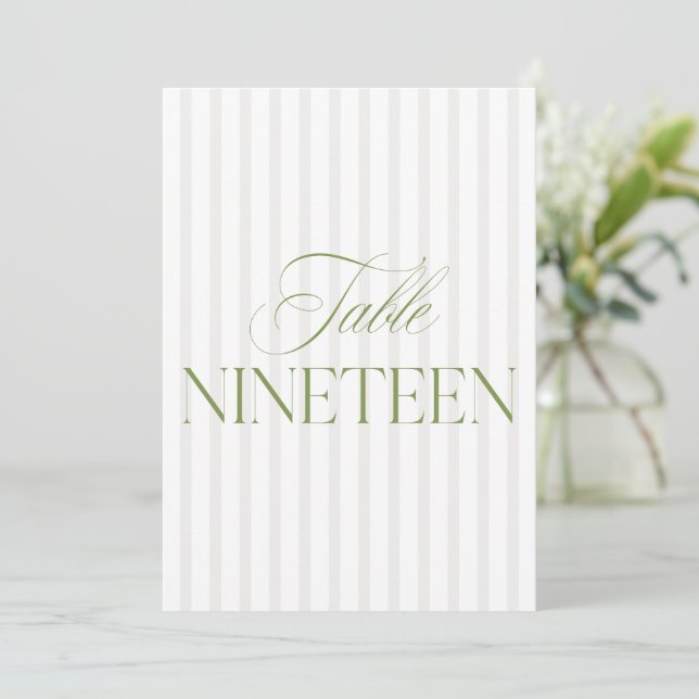 Invitation Elégant Sage Vert & Mariage Beige 19 Numéro de tab (Debout devant)