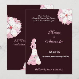 Invitation Élégant sakura noir floral chic silhouette rose