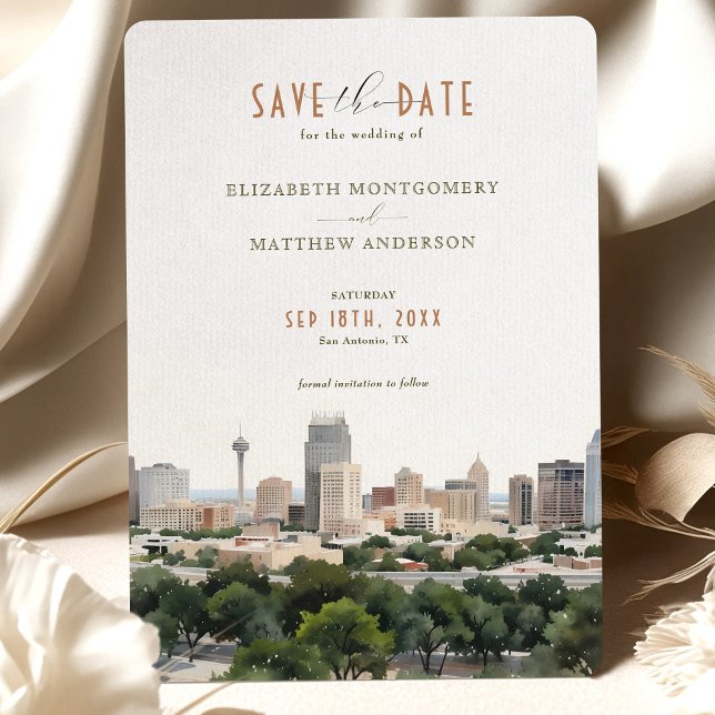 Invitation Elégant San Antonio, Texas Save-the-Date (Créateur téléchargé)