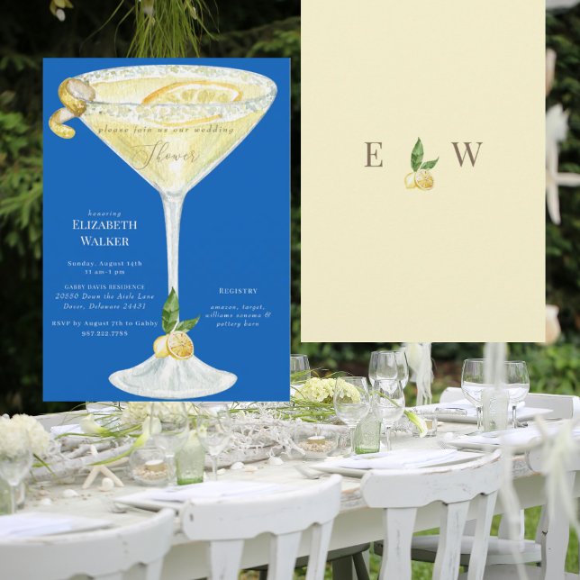 Invitation Élégant Sapphire Blue Limoncello Wedding shower (Créateur téléchargé)