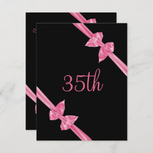 Invitation Elégant Satin Rose annonce 35e anniversaire