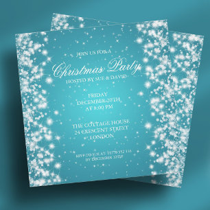 Invitation Élégant scintillement de fête turquoise