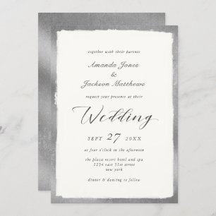 Invitation Élégant script avec Mariage minimal Argent Edge