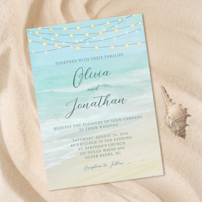 Invitation Élégant Script Beach Ocean Mariage (Créateur téléchargé)