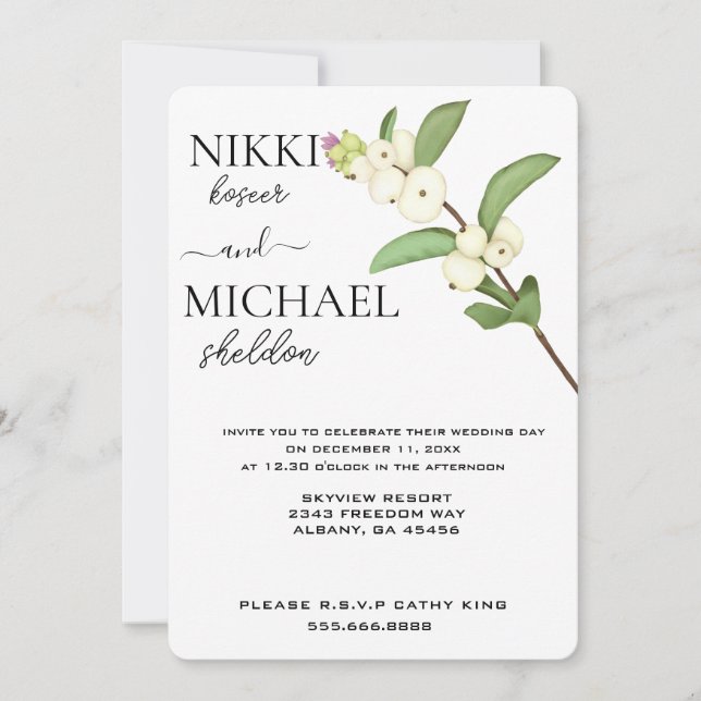 Invitation Élégant Script blanc Lotus Mariage de fleurs (Devant)