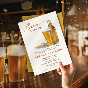 Invitation Élégant Script Brews Avant I Dos Couples Douche
