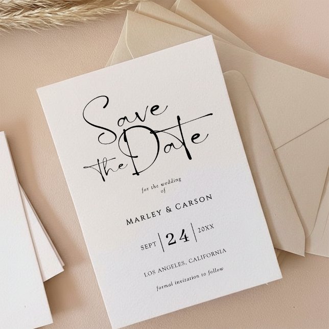 Invitation Elegant Script Calligraphy Save The Date Wedding (Créateur téléchargé)