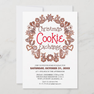 Invitation Élégant Script Christmas Cookie Exchange Party