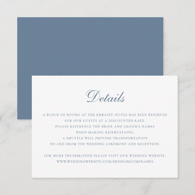 Invitation Élégant Script Classic Détails Mariage Insérer (Devant / Derrière)