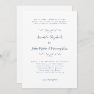 Invitation Élégant Script Classic Mariage officiel Dusty Blue