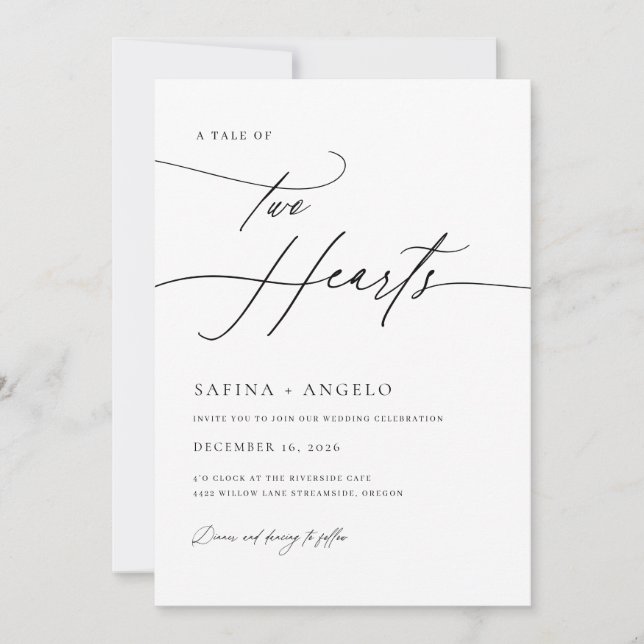 Invitation Élégant Script Classic QR Code Tout en un Mariage (Devant)