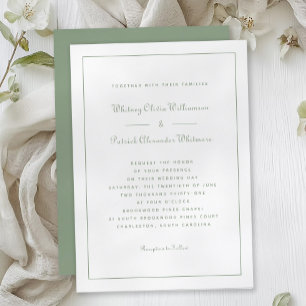 Invitation Élégant Script Classic Sage Vert Mariage formel