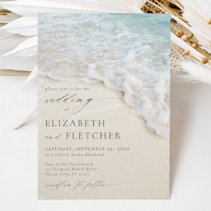 Invitation Élégant Script Coastal Beach Mariage