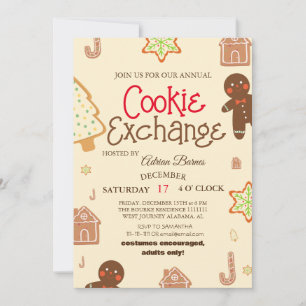 Invitation Élégant Script Cookie Exchange Christmas Party Inv