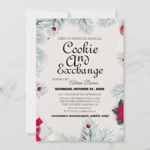 Invitation Élégant Script Cookie Exchange fête de Noël