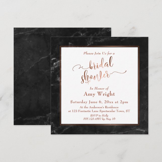 Invitation Élégant script cuivré avec baptême de mariage sur  (Devant / Derrière)