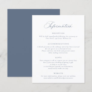 Invitation Élégant script de calligraphie Dusty Blue Info Mar