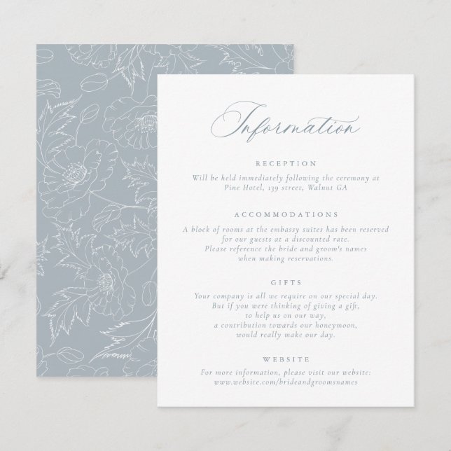 Invitation Élégant script de calligraphie Informations Mariag (Devant / Derrière)