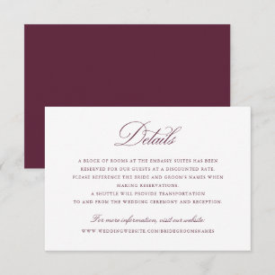 Invitation Élégant script de calligraphie Merlot Détails du M