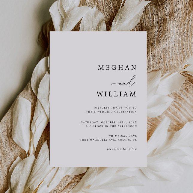 Invitation Élégant script de calligraphie noir blanc Mariage (Créateur téléchargé)