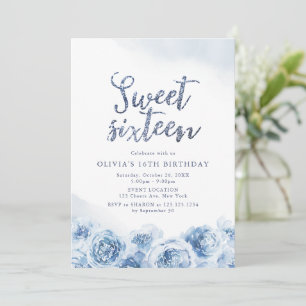 Invitation Élégant script de parties scintillant sweet sixtee