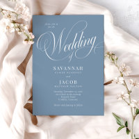 Élégant Script Dusty Mariage bleu