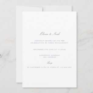 Invitation Élégant Script Dusty & White Fiançailles Invitatio