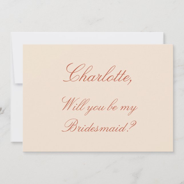 Invitation Élégant script en terre cuite Bridesmaid Propositi (Devant)