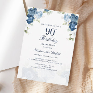 Invitation Élégant script floral 90e anniversaire