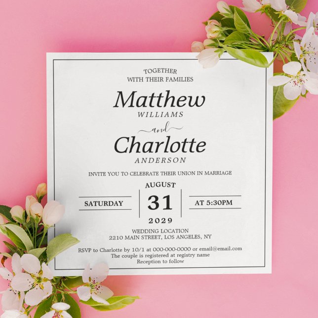 Invitation Élégant Script Mariage blanc numérique imprimable (Elegant Script White Wedding Digital Printable Invitation
)