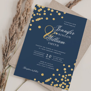 Invitation Élégant Script Mariage Parties scintillant or Conf