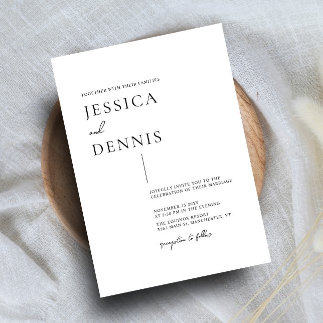 Invitation Élégant script minimal moderne Mariage B&W (Créateur téléchargé)