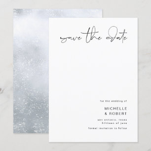 Invitation Élégant Script Minimaliste Argent Étape à Sauvegar