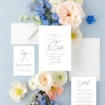 Invitation Élégant script minimaliste Mariage noir et blanc<br><div class="desc">Entièrement personnalisable,  cette faire-part de mariage simple et élégante présente une esthétique minimaliste et une combinaison de polices élégantes.</div>