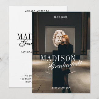 Invitation Elegant Script Modern Photo Graduation Party