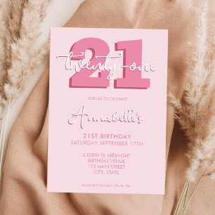 Invitation Élégant script moderne 21e anniversaire