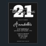 Invitation Élégant script moderne 21e anniversaire<br><div class="desc">Invitation moderne Black and White 21st Birthday. Conception minimaliste de modèle d'invitation de 21e anniversaire avec élégante calligraphie écriture manuscrite.</div>