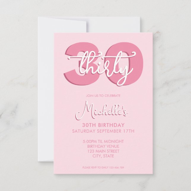 Invitation Élégant script moderne 30e anniversaire (Devant)