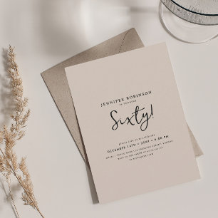 Invitation Élégant Script moderne 60e Anniversaire Champagne
