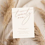 Invitation Élégant Script moderne Beige 21e fête d'anniversai<br><div class="desc">Invitation minimaliste moderne à 21e anniversaire avec design simple avec élégante typographie manuscrite.</div>