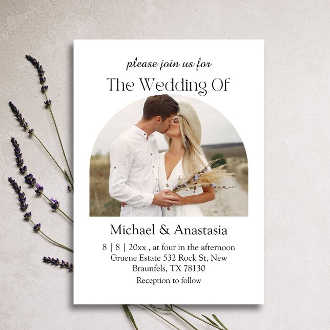 Invitation élégant script moderne boho arch photo mariage (Créateur téléchargé)